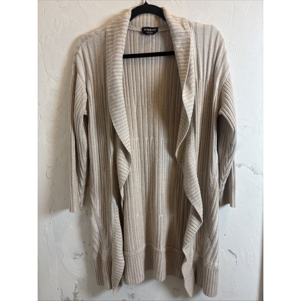 Bebe XS ribbed knit waterfall cardigan cozy Preppy Super Soft Cottagecore